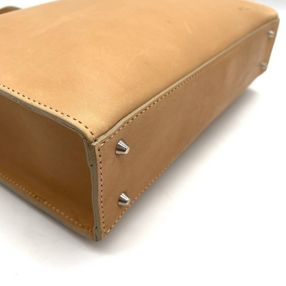 McQueen Top Zip Handbag Tote Leather Bag in Beige - Picture 8 of 16